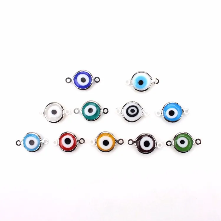 

10pcs/lot 10mm Trendy Silver Tone Evil Eye Charms Connectors Fitting Women Diy Bracelet & Bangle Jewelry Accessories Findings