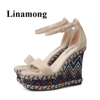

2018 Hottest Wedges Buckle Strap Weaving Mixes Colors Fashion Platform High Heel Open Toe High Quality Summer Women Sandals