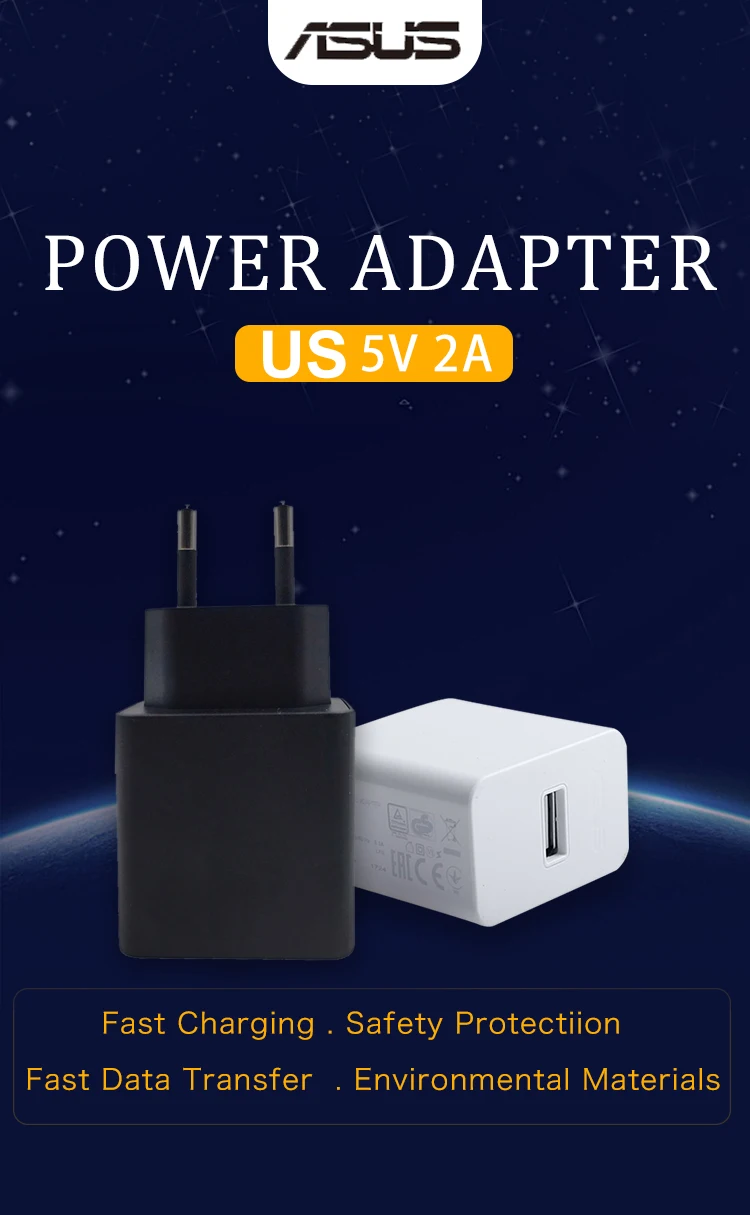 ASUS, оригинальное зарядное устройство, 5 В, 2 А, ЕС, США, адаптер, USB, зарядка для путешествий, для Asus Zenfone 2, для Xiaomi, samsung, huawei, смартфон, мобильный телефон