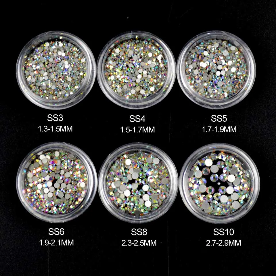 الكريستال AB الزجاج الراين على رسومات أظافر الراين لالمسامير تصميم الزجاج 3D ستراس مسمار الفن الديكور الجواهر مانيكير MJZ1024