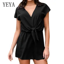 YEYA High Quality Wide Leg Chiffon Jumpsuits Elegant V Neck Short Sleeve Lace-up Summer Playsuits Women Casual Salopette Femme YEYA High Quality Wide Leg Chiffon Jumpsuits Elegant V Neck Short Sleeve Lace-up Summer Playsuits Women Casual Salopette Femme