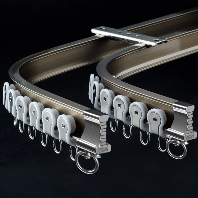 Curtain track Heavy aluminum alloy Flexible curtain rod Curved curtain window Mute Slide