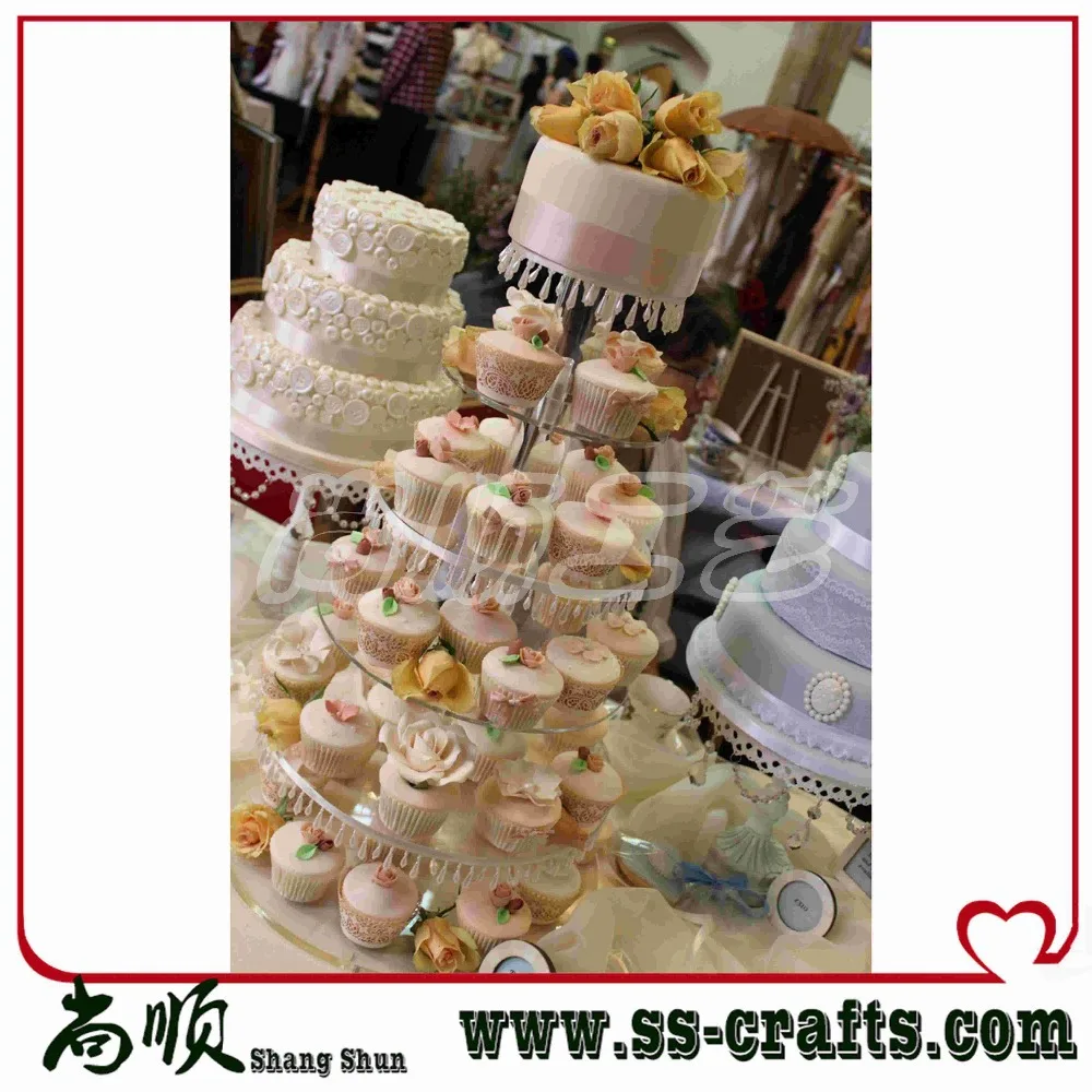 Clear 6 Tier Acrylic Table Top Wedding Cupcakes Stand Plexigalss