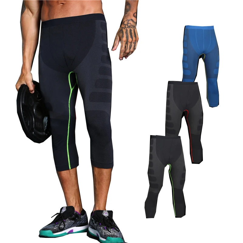 

New men's body shaping running pants light pressure comfortable breathable fast dry gym compression tight 3/4 sports leggings