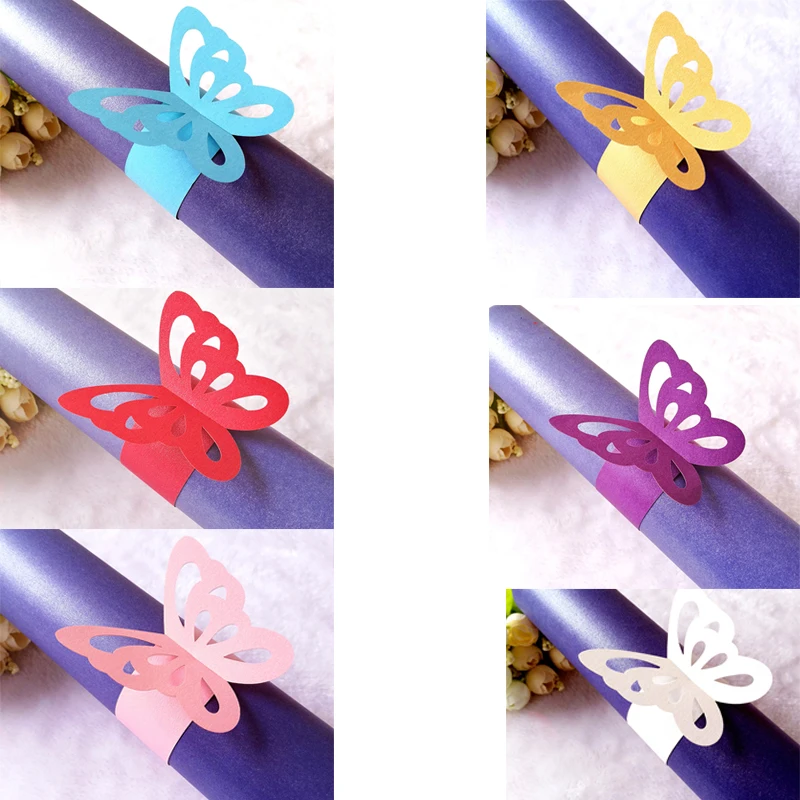 

50 Pcs/Lot New Arrival Butterfly Napkin Ring Personalized Napkin Buckle Towel Button Wedding Hotel Decoration Supplies