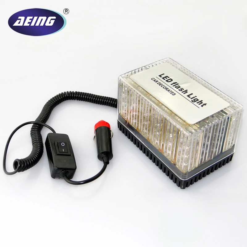 

AEING 1 set 48 LEDs Car Roof Flash Strobe Magnets Emergency Police Warning Light Shell Flashing Lights Amber White Bule Red
