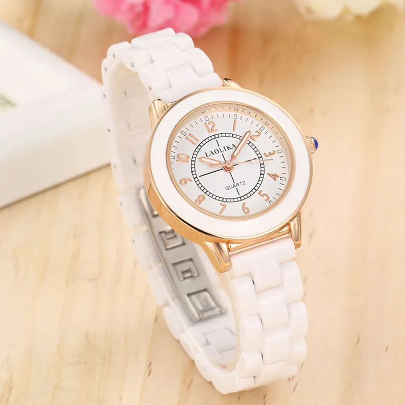 

2019 Ceramic Ladies Quartz Bracelet Buckle Arabic Digital Scale Watch for Women Student Fashion & Casual Chronograph Alloy Dial