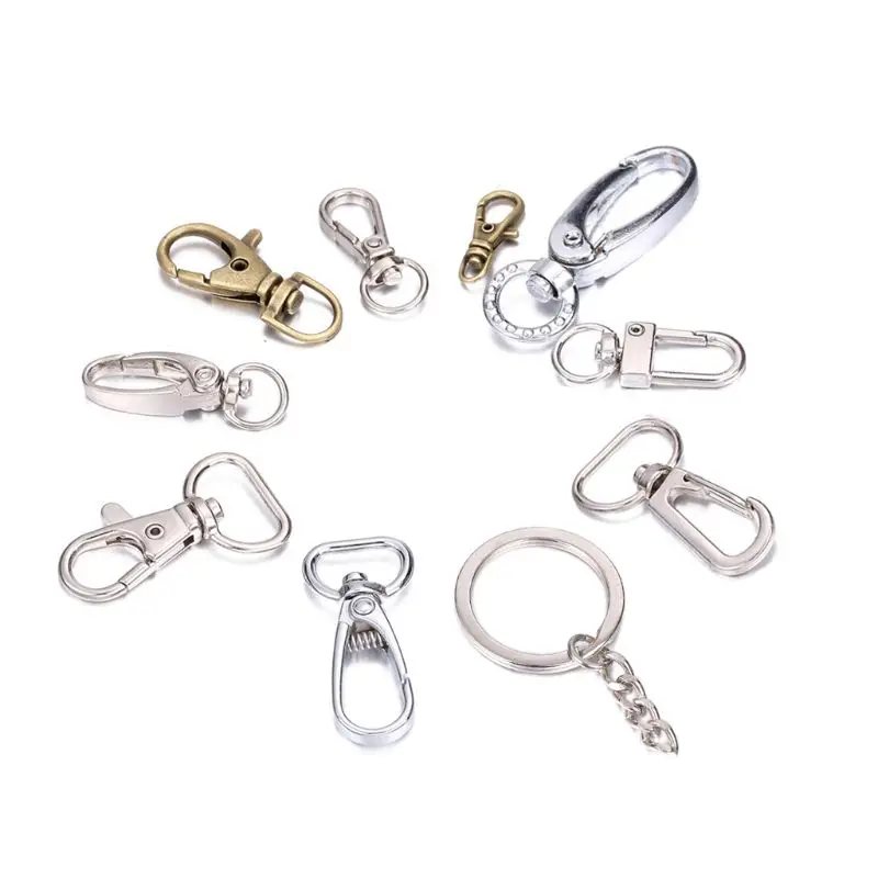 

10 models Metal Swivel Clasp Key Ring Metal Lobster Claw Clasp Hook Make Your Own Key Ring gai