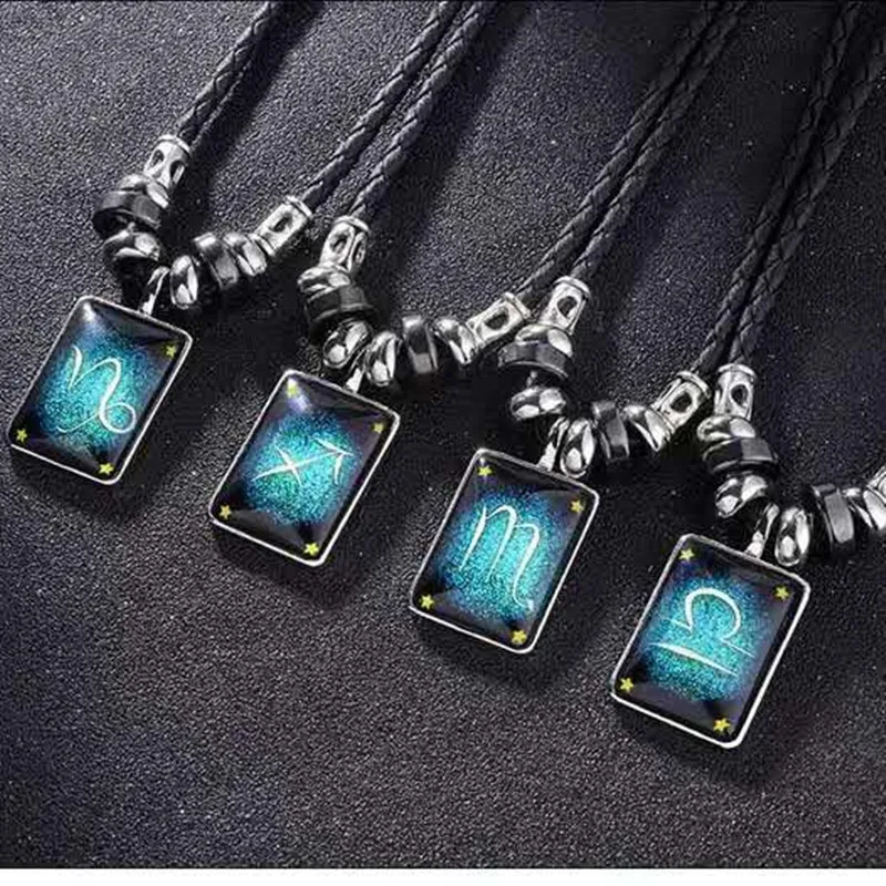 

Twelve Constellation Luminous Necklace Aquarius Pisces Taurus Leo Virgo Libra Scorpio Sagittarius Capricorn Charms Man and women