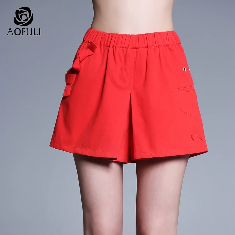 Женские свободные хлопковые шорты AOFULI L ~ XXXL 4XL с карманами и эластичными широкими