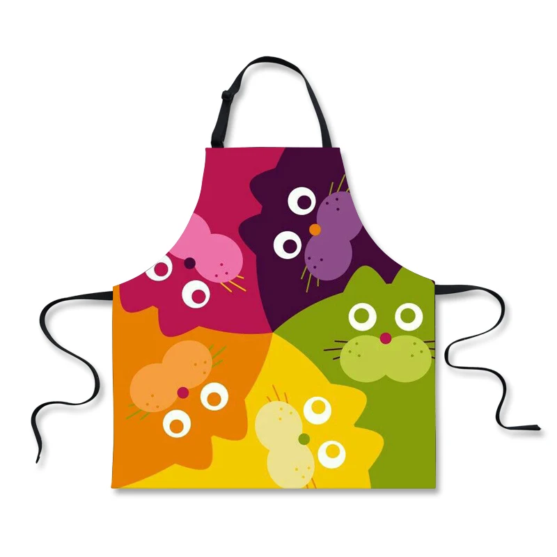 

FORUDESIGNS Children Apron Women Work sleeveless Apron Cute Cat Print Painter Anti-dirty Apron Poly Cotton Kitchen Apron 75*67cm