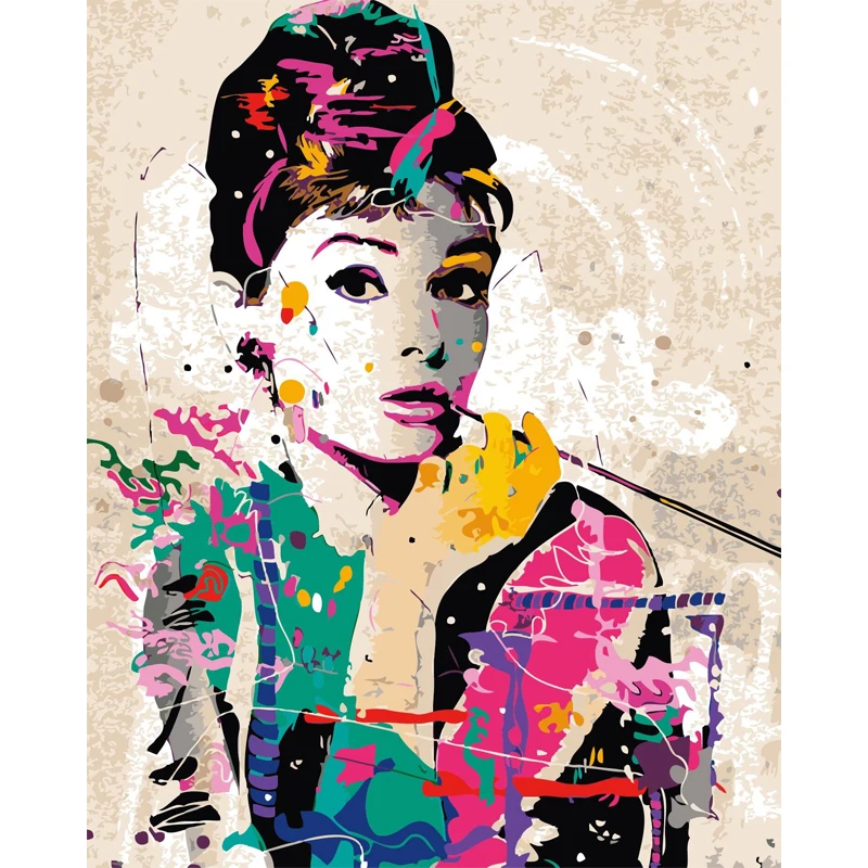 Audrey Hepburn Diy painting by numbers hand painted canvas oil