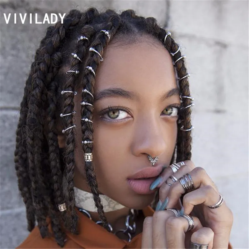 Us 1 7 40 Off Vivilady New Set Circle Personality Diy Dreadlocks Locs Women Hairwear African Brand Opened Ring Hairstyle Hair Clips Ornaments In