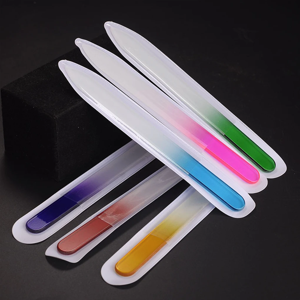 6Pcs Hoge Kwaliteit Nagelvijl Crystal Polijsten Bestand Glas Nail Art Manicure File Vrouwen Meisje Professionele Polijsten Gereedschap 14/9Cm