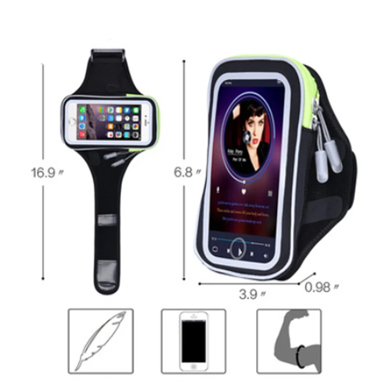تشغيل شارة الرياضة نقال حالة ل 5.5 بوصة فون 6/6 s زائد 7 زائد 8 زائد الذراع الفرقة اللمس Screem بالألوان حامل هاتف حقيبة على اليد