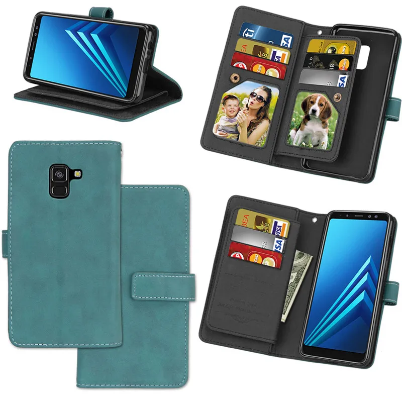 For Samsung Galaxy J3 J5 J7 2016 A3 A5 A7 2017 A8 2018 Case cover Luxury leather Multifunction Nine cards Wallet Flip Case cover25
