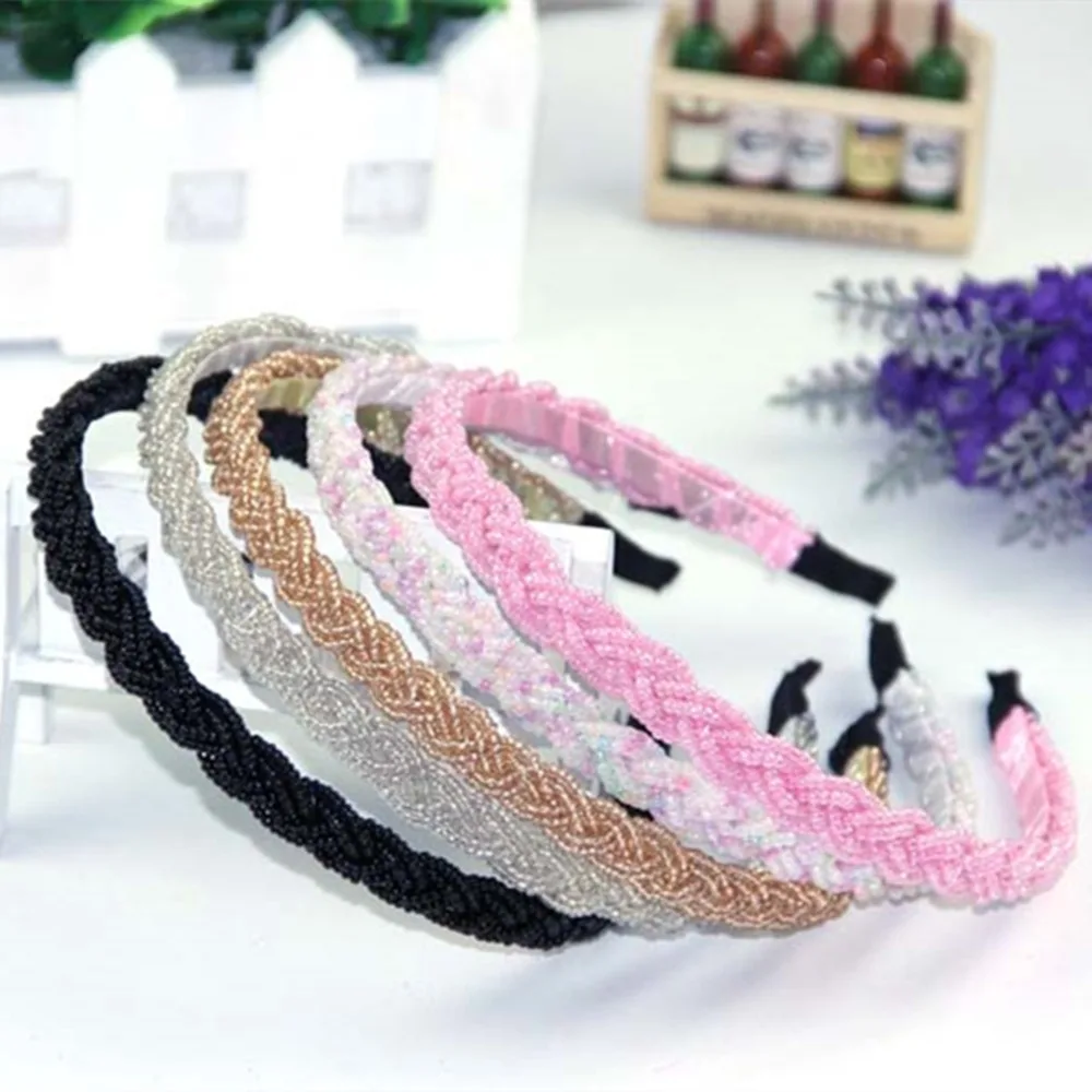 

Ruihfas 4Pcs Elegant Women's Beaded Hairband Hairwear Hair Hoop Headband Hair Band Accessories