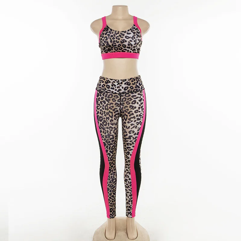 

new arrival 2019 summer outfits backless Leopard print two piece set crop top and pants jogging ladies tracksuits 2 piece sets
