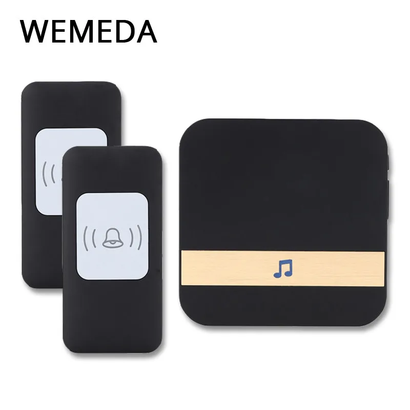 

WEMEDA Wireless Doorbell Waterproof 2 Battery Buttons 1 Receiver EU Plug 300m Remote Home Cordless Bell 52 Chimes 4 volume