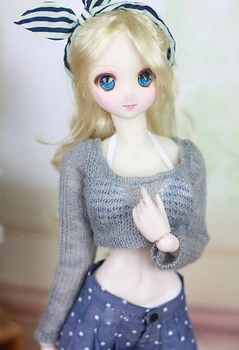 

BJD doll colthes gray Half a Hollow out half Long sleeve sweater for 1/3 BJD DD SD doll clothes accessories