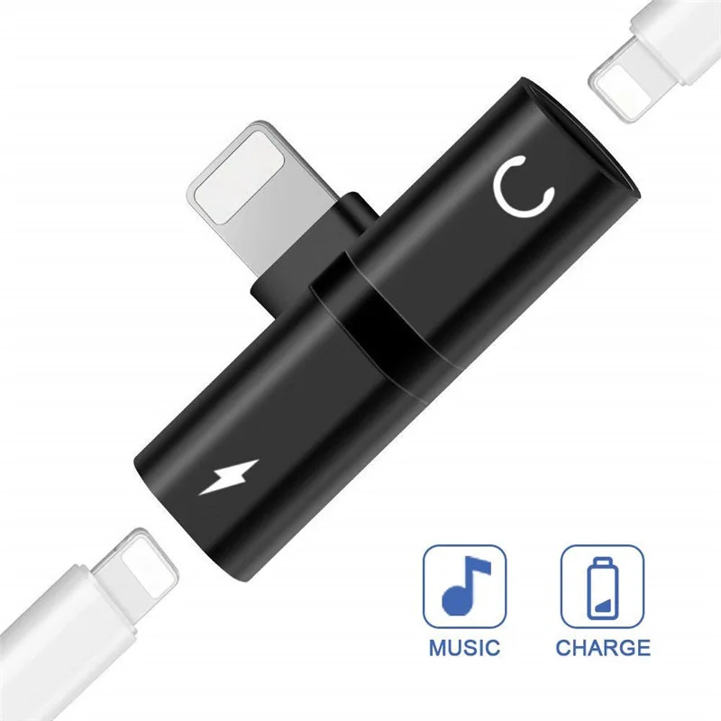 Dual 2in 1 for iPhone X Adapter Charging Adapter For iPhone 8 7 Plus X IOS 10.3 11 Charger Splitter Headphone Adapter Converter