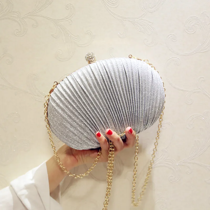 

2019 Hot Sale Gold/Silver Evening Bag Luxury Handbags Women Bags Designer For Prom Party Shiny Crystals Mini Shell Handbag