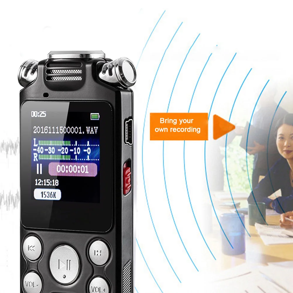8 ГБ Цифровой диктофон с шумоподавлением перезаряжаемый Диктофон Голосовой активации записывающее устройство с MP3-плеером