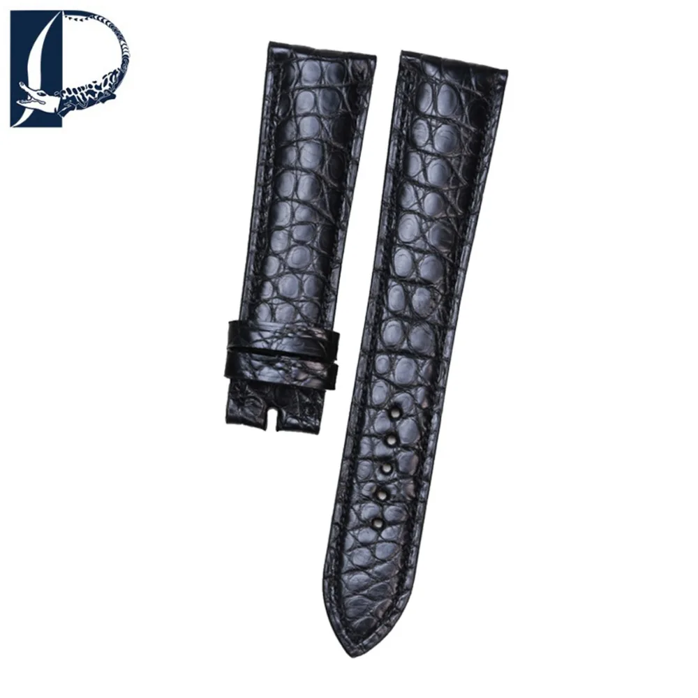 

Pesno suitable for Hermes Arceau Black Crocodile Skin Leather Men Wrist Watch Band Strap Genuine Leather Bracelet Belt 20mm