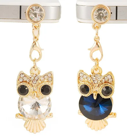 

Cute Big Eyes Crystal Owl Mobile Phone Dust Plug Earphone Jack Plug Suitable for All of 3.5mm Headphone Plug of Phone