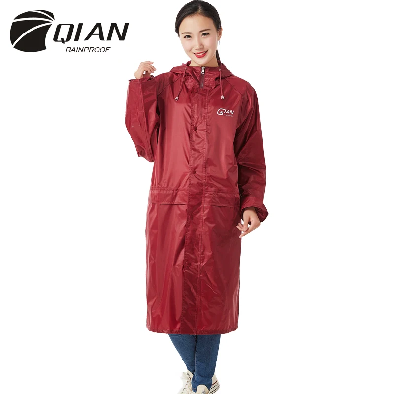 

QIAN RAINPROOF Impermeable Long Style Raincoat Adults Waterproof Trench Coat Poncho Rain Coat Female Rainwear Rain Gear Poncho