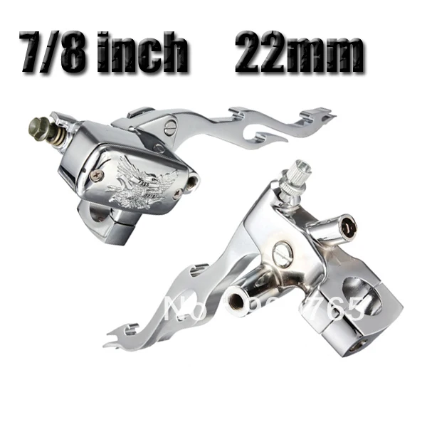 

1 Pair Universal Chrome Flame 7/8" 22mm 14mm Bore Motorcycle Brake Master Cylinder Clutch Lever