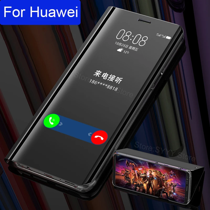 

Smart Mirror Flip Case For Huawei P20 Lite Mate 20 10 Lite P10 Lite honor 9 10 Lite honor Play 8X Y6 2018 Nova 3i P Smart Plus