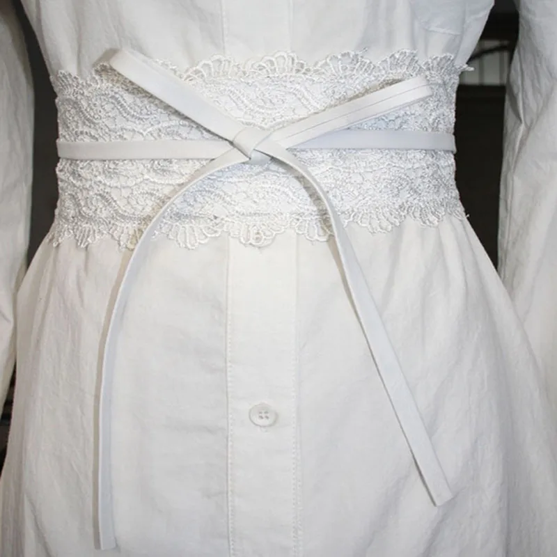 Эластичные кружевные черные ремни для женщин пояс для платья Роскошные брендовые дизайнерские ремни для костюмов Джинсовый пояс женский пояс для свадебного платья - Цвет: white