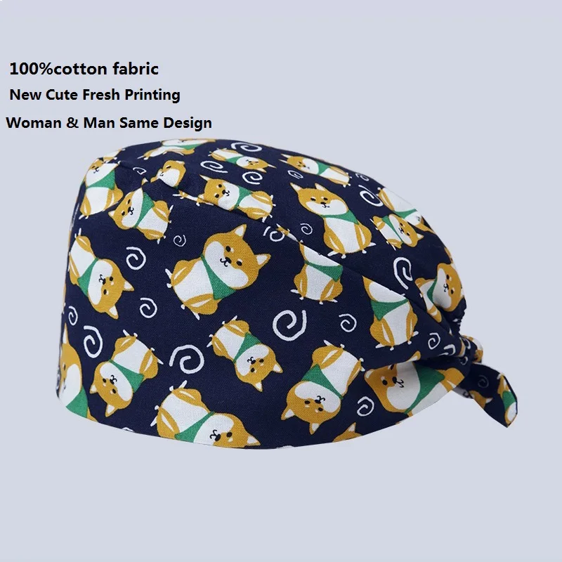 

2017 Hospital Woman Man Doctor Surgical Hat Adjustable Cap Nurse Scrub Cap With Absorb Terry Medical Fabric Cap,M19