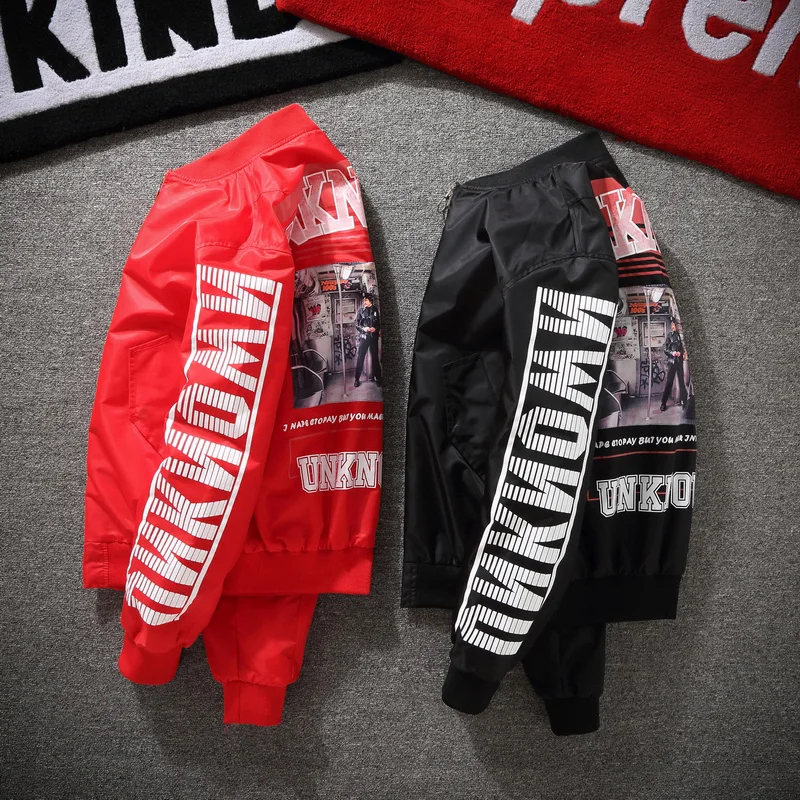 

Spring Autumn Fashion Bomber Pilot Jacket Men Punk Hip Hop Jacket Letter Casual Print Youth Couple Coat Streetwear Windbreaker