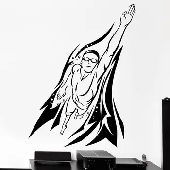 

Swim Wall Sticker Car Swimmer Decal Swimming Posters Vinyl Wall Decals Decor Mural Swimming Wall Decal