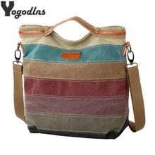 Hot Sale Striped Printed Casual Bag Women Canvas Beach Bags Female Single Shoulder Handbags Ladies Large