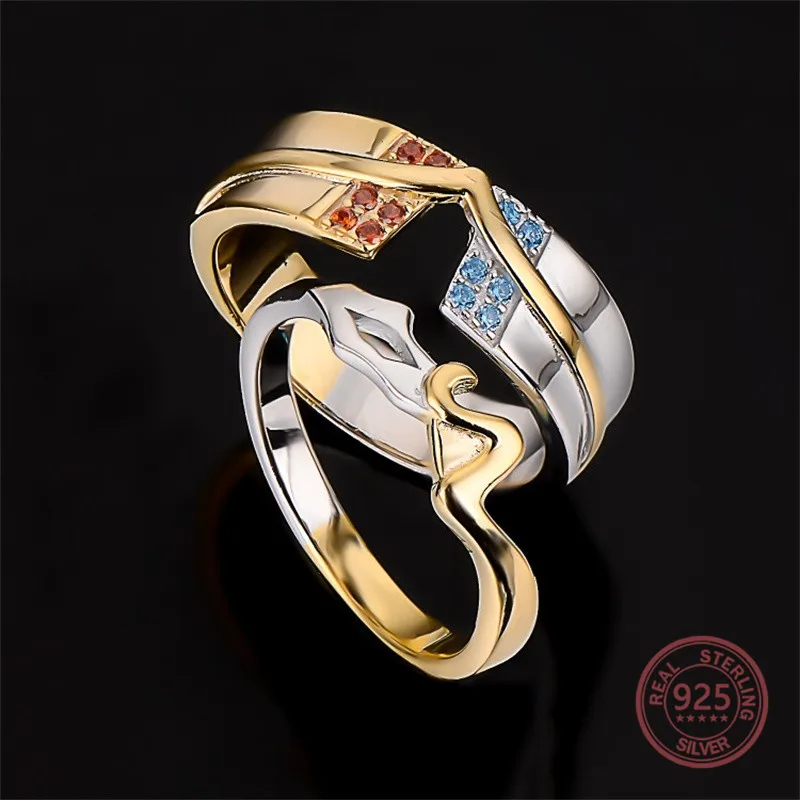 

DORAMI Twist Fate katerina couple rings League Legends 925 Sterling silver For lovers LOL ring couples a pair around the game