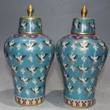 Bi001558 1" Клеймо Китайский Перегородчатой Эмали 24 К Золото японского журавля Ваза Бутылка Пара