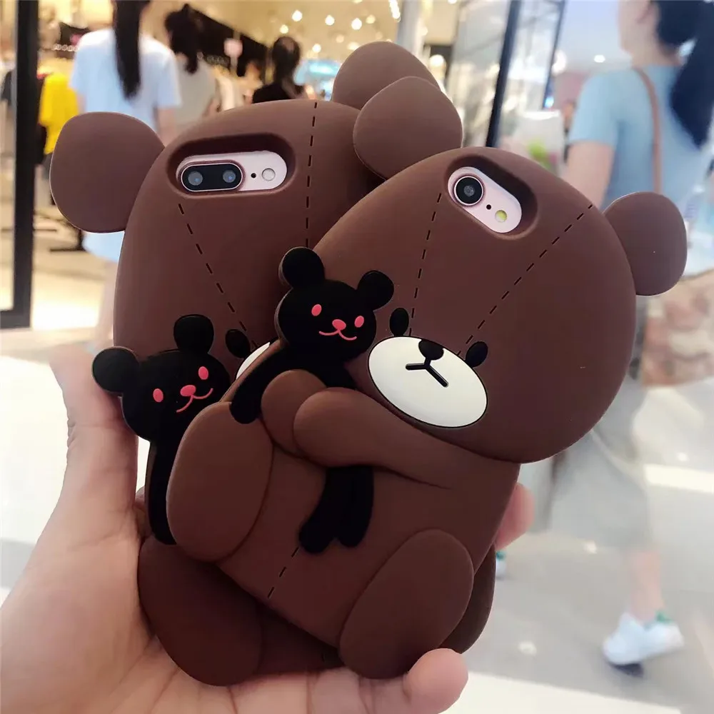 2017 Newest Cute Brown Bear Coque Case For iphone X 7 7plus,Soft