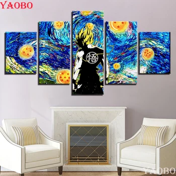 

5pcs/set DIY diamond painting Dragon Ball Z full square/round diamond embroidery Goku diamond mosaic crystal painting kids gift