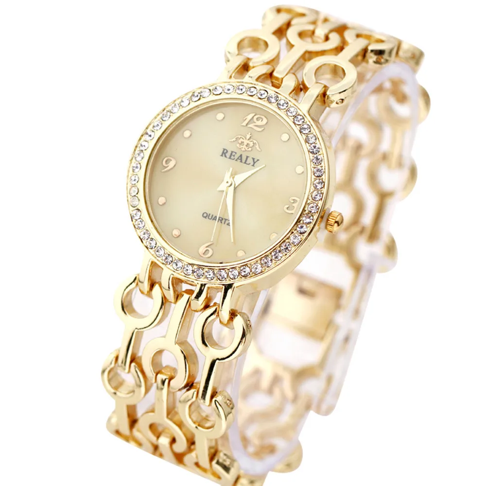 Модные женские часы-браслет из нержавеющей стали с ремешком-цепочкой, женские Стразы с круглым циферблатом, женские часы P40