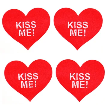 

5 Pair 'KISS ME' Sexy Self Adhesive Nipple Cover Heart Shape Bra Pasties Breast Invisible Tape Ladies Bra Accessories