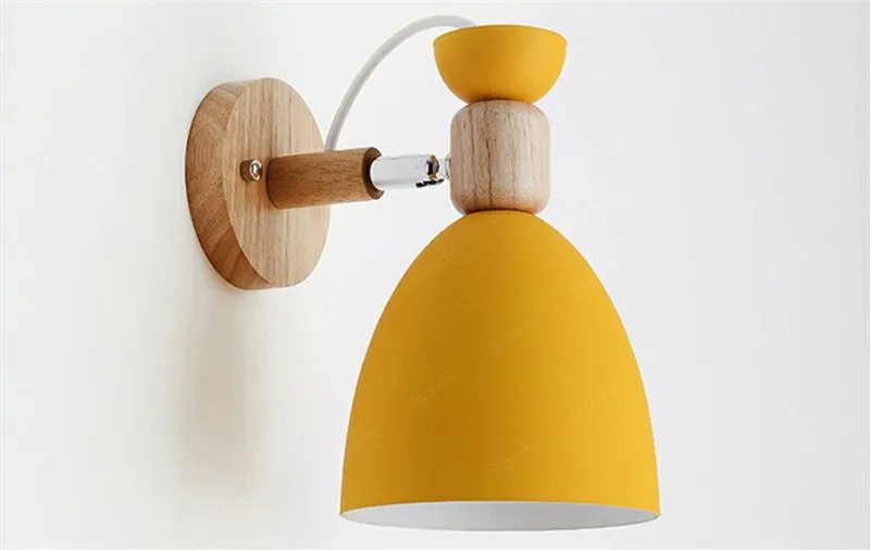 Скандинавская железная настенная деревянная лампа Macaron настенные бра свет для современной спальни прикроватный коридор домашний декор Освещение Красочный светильник