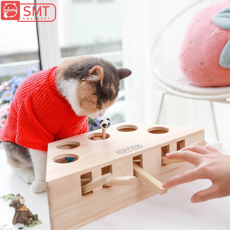 

SMARTPET Wood Cat Toy Interactive Puzzle Play Interactive Puzzle Play Box Cats Kitty Scratch Bite Toys