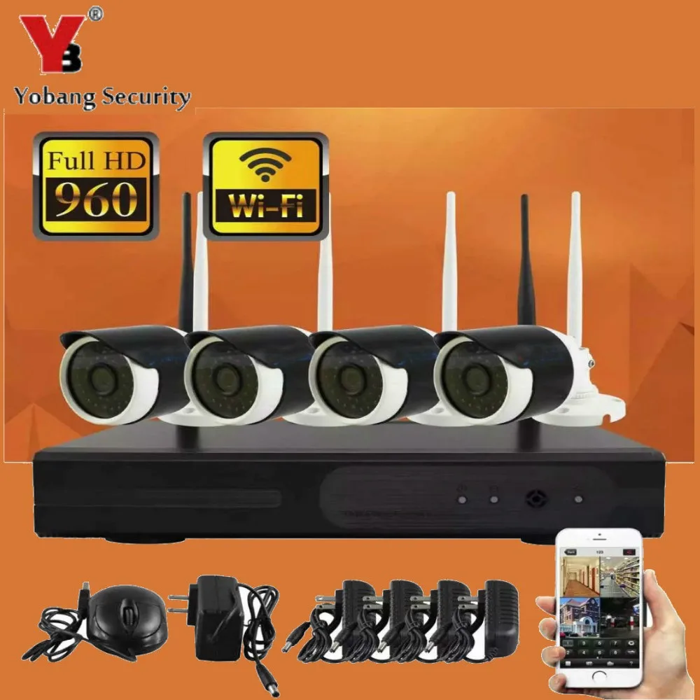 Yobang безопасности 4CH WIFI беспроводная наружная IP камера NVR комплект 960P домашнее