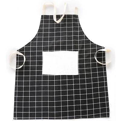 blackplaid Леди Для женщин Для мужчин Кухня фартук Регулируемая из хлопка и льна фартуки в винтажном стиле для Пособия по кулинарии выпечки Ресторан передник AT21 - Цвет: blackplaid