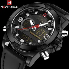 Hommes sport montres NAVIFORCE marque double affichage montre LED numérique analogique montre en cuir montre à quartz 30 M étanche montres