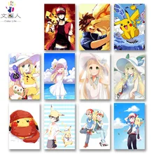 DIY Раскрашивание картины по номерам с цветами эльф сокровище мечта Покемон Картина Рисунок Живопись по номерам оформлена дома