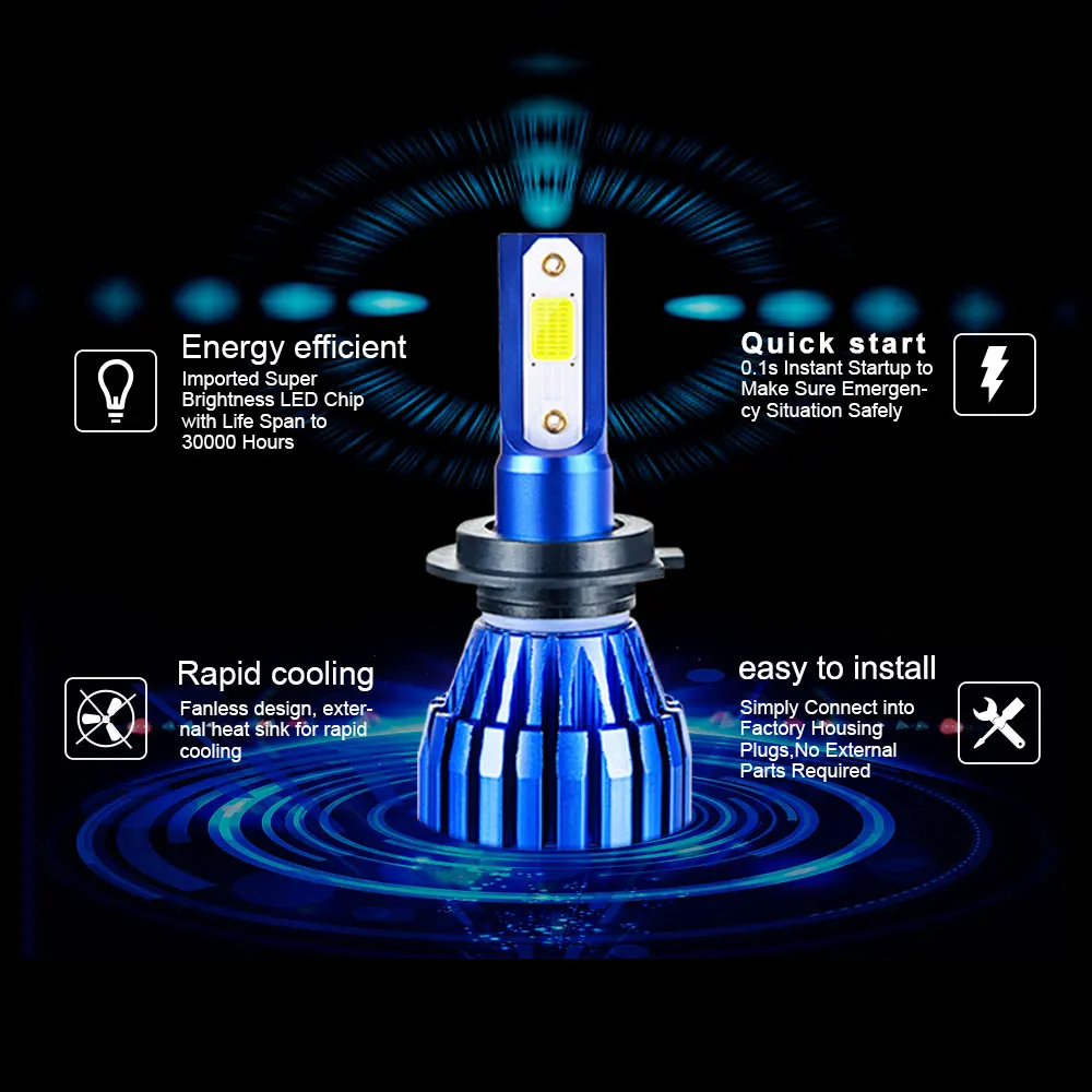 AcooSun H4 светодиодный H7 автомобилей головной светильник H1 H3 H11 HB3 9005 6000 К 50 Вт 5000LM все в одном Автомобильные фары светильник HB4 9006 9012 COB комбо